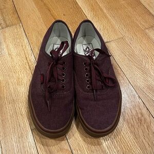 Vans Burgundy Red Canvas Tie Up Sneakers
